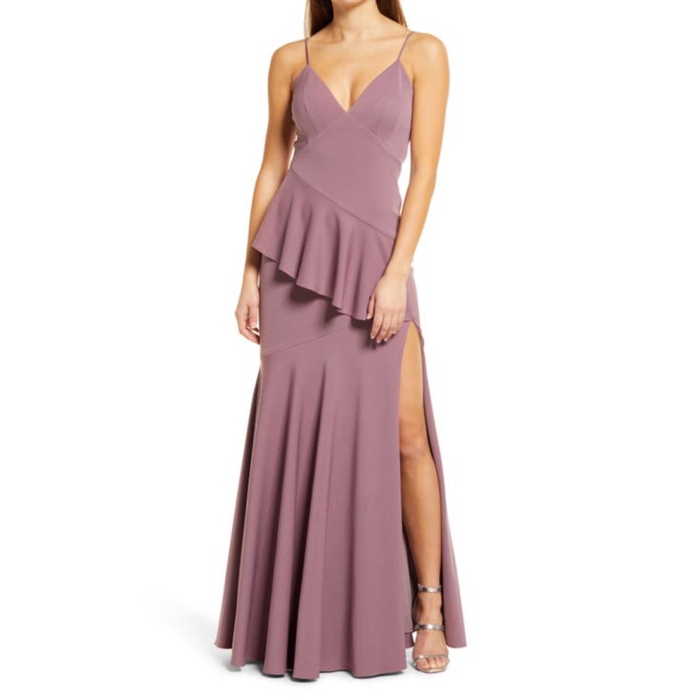 NEW Katie May Arriba Diagonal Ruffle Cut Out Back Dress Medium
